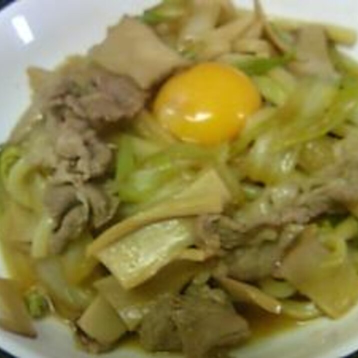 野菜たっぷり二人分のお昼のうどん-肉うどん